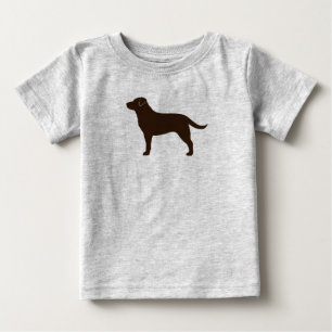 チョコレートラブラドル・レトリーバー犬のシルエットのブラウン犬 ベビーTシャツ