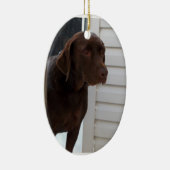 チョコレートラブラドル・レトリーバー犬 セラミックオーナメント (右)