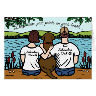 チョコレートラブラドールおよびお母さんおよびパパ