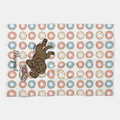 チョコレートラブラドールおよびドーナツ キッチンタオル (横)