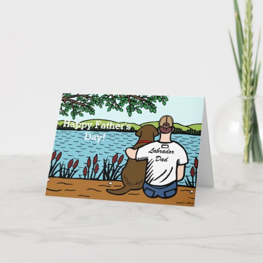 チョコレートラブラドールおよびパパ カード (正面)