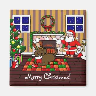 チョコレートラブラドールとサンタクリスマスマンガ マグネット