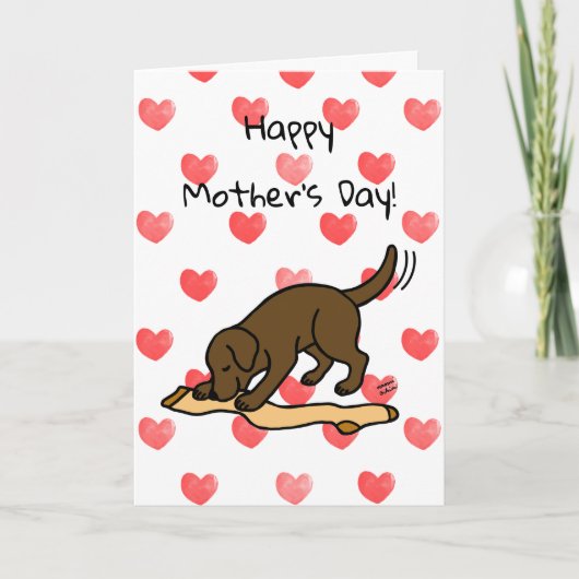 チョコレートラブラドールとストッキング母の日 カード (正面)