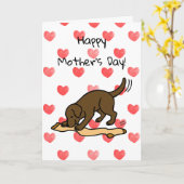 チョコレートラブラドールとストッキング母の日 カード (黄色い花)