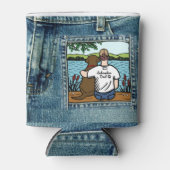 チョコレートラブラドールとパパレイクビュー 缶クーラー (正面)