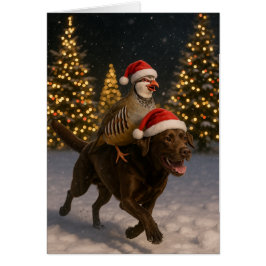 チョコレートラブラドールとヤマコウモリのクリスマスカード