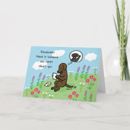 チョコレートラブラドールと手紙気に人 カード