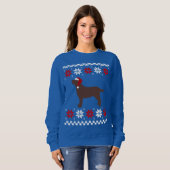 チョコレートラブラドールのシルエットのサンタのクリスマス スウェットシャツ (正面フル)