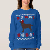 チョコレートラブラドールのシルエットのサンタのクリスマス スウェットシャツ (正面)