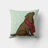 チョコレートラブラドールのタータンチェックのスカーフ2 クッション (裏面)