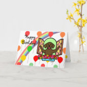 チョコレートラブラドールのバースデー・カード(窓) カード (黄色い花)