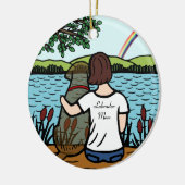 チョコレートラブラドールの天使およびお母さん1 セラミックオーナメント (左)