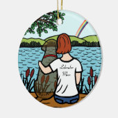 チョコレートラブラドールの天使およびお母さん2 セラミックオーナメント (左)