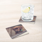 チョコレートラブラドールの子犬が車に乗る スクエアペーパーコースター (インサイチュ)