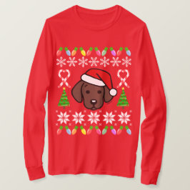 チョコレートラブラドールの子犬のクリスマスパターン Tシャツ