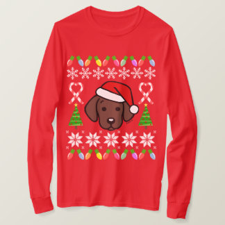 チョコレートラブラドールの子犬のクリスマスパターン Tシャツ