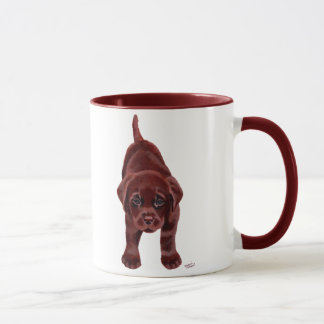 チョコレートラブラドールの子犬 マグカップ