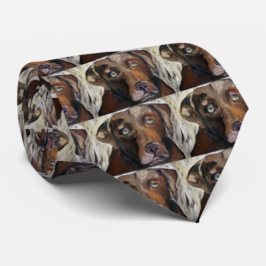チョコレートラブラドールの狩りのタイ ネクタイ (ロール)