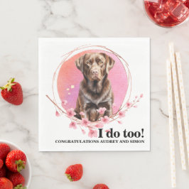 チョコレートラブラドールの結婚式の犬の写真のナプキン スタンダードランチョンナプキン