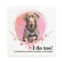 チョコレートラブラドールの結婚式の犬の写真のナプキン