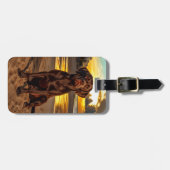 チョコレートラブラドールアットサンセット ラゲッジタグ (正面横)