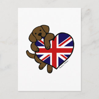 チョコレートラブラドールイギリスハート ポストカード