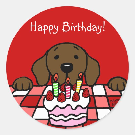 チョコレートラブラドールウォッチングキッチン ラウンドシール (正面)