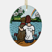 チョコレートラブラドールエンジェルとマムブラウン セラミックオーナメント (右)