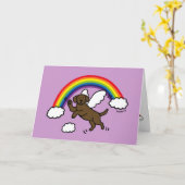 チョコレートラブラドールガーディアンエンジェルサンキュー カード (黄色い花)