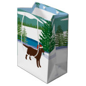 チョコレートラブラドールクリスマスウィンタービュー ミディアムペーパーバッグ (裏面アングル)