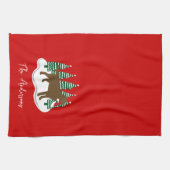 チョコレートラブラドールクリスマスエバーグリーンツリー キッチンタオル (横)