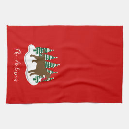 チョコレートラブラドールクリスマスエバーグリーンツリー キッチンタオル