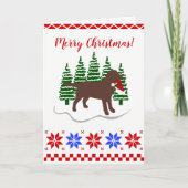 チョコレートラブラドールクリスマスエバーグリーンツリー シーズンカード (正面)