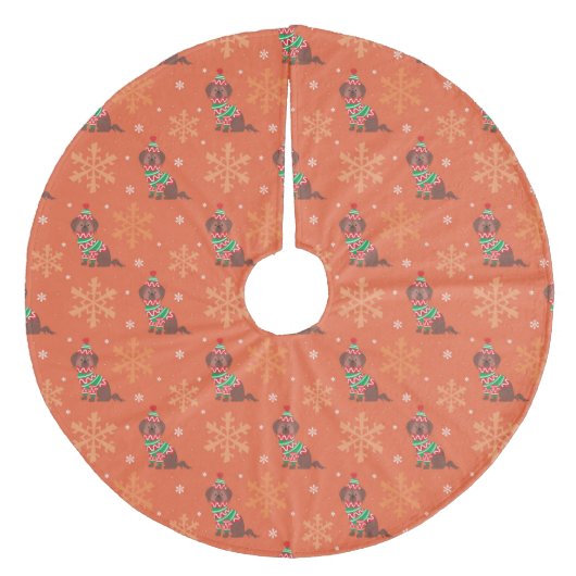 チョコレートラブラドールクリスマスパターン フリース ツリースカート (正面)