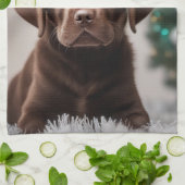 チョコレートラブラドールクリスマス キッチンタオル (折り畳み)