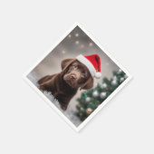 チョコレートラブラドールクリスマス スタンダードカクテルナプキン (角)