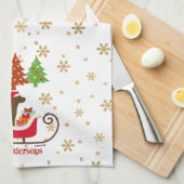 チョコレートラブラドールシルエットクリスマスそりゃ キッチンタオル (四つ折り)