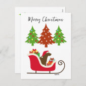 チョコレートラブラドールシルエットクリスマスそりゃ シーズンポストカード (正面/裏面)