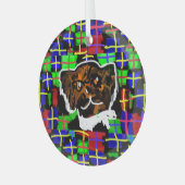 チョコレートラブラドールスタイルエアーフレッシュナーヒッチカバー ガラスオーナメント (正面左)