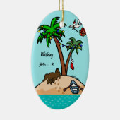 チョコレートラブラドールトロピカルクリスマス セラミックオーナメント (右)