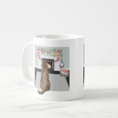 チョコレートラブラドールドッグクリスマス暖炉のシーン コーヒーマグカップ (正面左)