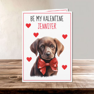 チョコレートラブラドールドッグI Woof You Valentine カード