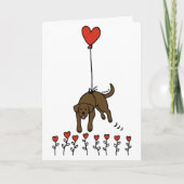 チョコレートラブラドールハートバルーンありがとう シーズンカード (正面)