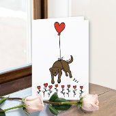 チョコレートラブラドールハートバルーンありがとう シーズンカード