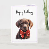 チョコレートラブラドールパピードッグ誕生日 カード (正面)