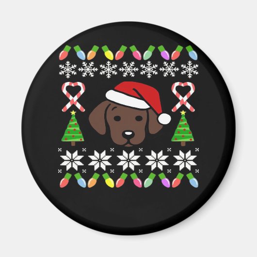 チョコレートラブラドールパピー クリスマス サンタ オーバーサイズ マグネット (正面)