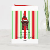 チョコレートラブラドールパピー&サンタハットクリスマス シーズンカード (裏面)