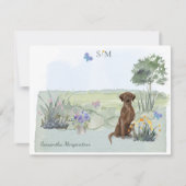 チョコレートラブラドールリトリーブドッグモノグラム&名前 ノートカード (正面)