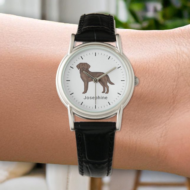 チョコレートラブラドールレトリエバーキュートなラボドッグアート名 腕時計 (クリエイターアップロード済み)