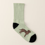 チョコレートラブラドールレトリエバーキュートなラボドッググリーン ソックス (右外側)